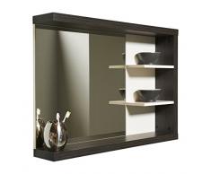 Trendteam Specchio parete del bagno, Piastra di tensione, Bianco e Argento Fumo Imitazione