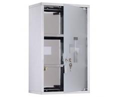 Outsunny - Armadietto medicinali 50x30x18cm - Unico con profondità da 18cm! - Cassetta mobile bagno primo soccorso in acciaio inox con serratura