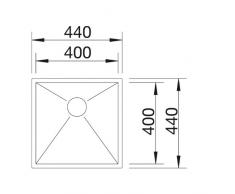 Blanco Zerox 400-U BF, Lavabo sottopiano, finitura in acciaio INOX spazzolato, sistema di scarico manuale per mobiletto da 45 cm, argento, 516993