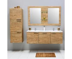 Set di mobili da bagno con specchio lavabo mobiletto armadietto alto con lavabo in ceramica lavabo mobiletto bagno, doppia Set per bagno, premontato Beige