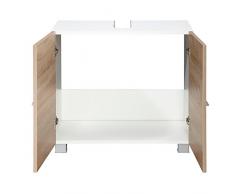 VCM 580154 Mobile per Lavabo Carlos con Piedi di Supporto, Bianco/Rovere Spazzolato