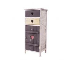 Mobili Rebecca® Comodino Armadietto 2 Cassetti 1 Anta Legno Grigio Retro Romantico Camera da Letto Bagno (Cod. RE4898)