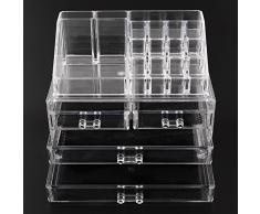Amzdeal Cosmetic Organizer Mensola trucco cosmetologia negozio cosmetici Scaffalature di stoccaggio cassetto trucco Contenitori di monili (16 slot - acrilico trasparente)