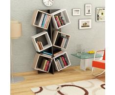 MARCELLA Libreria - Bianco / Nero / Sonoma - Scaffale per libri - Scaffale per ufficio / soggiorno dal design moderno