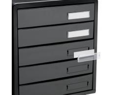 Rotho 1113208080 Cassettiera contenitore con cassetti per ufficio Timeless in materiale plastico (PS), 5 cassetti chiusi, formato A4, con etichette, ottima qualità, ca. 34.5 x 29 x 32 cm, nero lucido