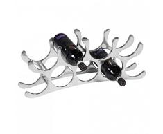 Wohnling Design Scaffale per vino in alluminio portabottiglie per 9 bottiglie 9 cm vino stoender portabottiglie in metallo argento bottiglia stoender Alu bottiglia di vino porta sdraiato 55 cm larghezza 20 cm alto pezzo unico