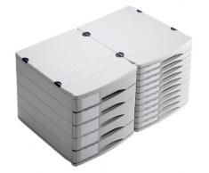 Rotho 1107106189 Cassettiera contenitore con cassetti per ufficio Profiline in materiale plastico (PS), 10 cassetti chiusi, formato A4, con etichette, ottima qualità, ca. 38.5 x 29.5 x 30.5 cm, grigio