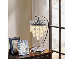Crystal lampada da tavolo camera da letto comodino semplice europea moderna e lussuosa camera di nozze creative cassettiera scrivania lampada trucco 39 * 19CM, interruttore a pulsante