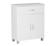 FineBuy Credenza 1 cassetto 2 ante profondi 60 cm di larghezza armadio 75 cm ripiano cassetto corridoio sala alto 30 cm Petto console in legno Ufficio Soggiorno Camera com˜ cassetto multiuso Bianco