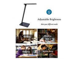 Lampada da Tavolo, Holan 8W Lampada da Scrivania (ultrasottile in lega di alluminio, la modalità illuminazione regolabile, funzione di memoria, cura degli occhi, Touch Control Pannel, Timer Auto, Braccio Flessibile 180 °) per