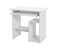 Songmics Scrivania Porta PC Tavolo per Computer con Ripiani Tastiera Scorrevole, 80 × 45 × 74 cm, Bianco, LCD852W