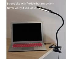 Lampade da Libro, Kingland Lampada Portatile LED da Tavolo Lampada Clip, 6 Modalitࠤi Illuminazione, Regolabile e Flessibile, Collo Flessibile Protezione degli Occhi, Luce Notturna, Colore Nero