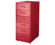 Ikea Helmer - Cassettiera da ufficio con cassetti a scorrimento, colore: rosso
