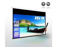 eSmart Germany - Schermo a parete Rollo, larghezza complessiva 289 cm, superficie utile 265 x 150 cm, formato immagine 16:9, per home cinema con proiettore