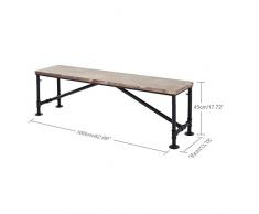 IKAYAA Antico Naturale Pineta Top Cucina Tavolo da Pranzo Panca Sedia di Metallo Telaio Panca Patio all'aperto 63 * 13.7 * 17.7 "(L * W * H)