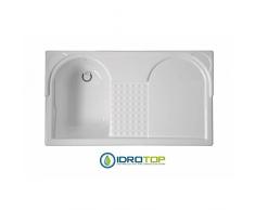Mobile per esterno LAVACRIL Portalavatrice 106X60,lavapanni in legno massello,serrandina a scomparsa laterale e sifone BIANCO C