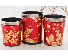 Rifiuti Cestino, 12L della famiglia Studio rotonda PP Può Pattumiera Cestino della carta straccia cesto di immondizia cestino può pedalare Lid-oro fiori modello ZHQ SHOP ( Colore : Covered , dimensioni : 12L )