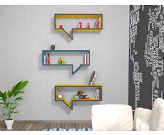 MY IDEA Mensola da muro - Turchese.- Mensola Parete - Mensola Libreria - Scaffale pensile per studio / soggiorno in Design moderno