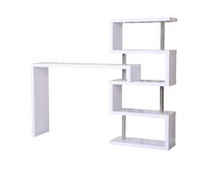 Homcom - Moderna Scrivania Porta PC Tavolo per computer con Scaffale Ripiano Bianco