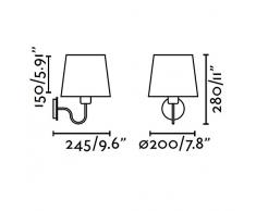 Proiettore Barcellona Lara 67018-Applique, 40 W, in metallo e tessuto corpo schermo