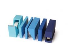 Lexon, Kit di accessori da ufficio incl. nastro adesivo, perforatrice, spillatrice, Blu (blau)
