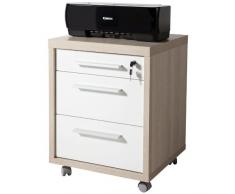 Cassettiera legno ruote ufficio chiave frassino laccato bianco CT7073 L47h62p45