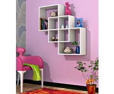 GENTILE Mensola moderna da muro – Bianco - Mensola Parete - Mensola Libreria - Scaffale pensile in legno per studio / soggiorno