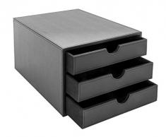 Osco - Cassettiera a 3 scomparti, in finta pelle, nera