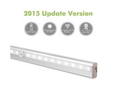 OxyLED® T-02S Luce Notturna LED per Armadio / Lampada per Scala con Striscia Magnetica Rilevamento Movimento Wireless 20LED Portatile Ovunque Stick-on Super Luminoso Ricaricabile, Argento