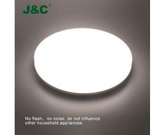 Plafoniera led - J&C® Plafoniera bagno LED 24W IP44 2050LM moderna Plafoniera faretto tondo lampada da soffitto Bianco naturale(4000-4500K) AC100-240V,Umidità Resistente e corrosione Resistente
