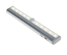 AFISC - Sensore Movimento LED Lampada Armadio Guardaroba Corridoio Seminterrato Luci Alluminio Adesivo 0,5W Bianco Caldo