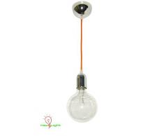 Lampada a sospensione design con cavo colorato rosso