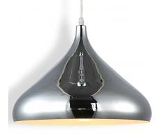 Loft design cromo plafoniera lampada a sospensione paralume soffitto luce moderno Vintage illuminazione argento Ø 35cm 1x E27 socket