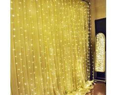 SOLMORE 6M x 3M Tenda luminoso luci della tenda 600 LED IP44 String Festival decorazione di Natale / Feste/ Anniversario/ Cerimonia/ Matrimonio/ Sera Presa di 220 V Bianco caldo