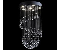 Design lampadario vetro cristallo plafoniera soggiorno luce sospensione moderno 50x90cm 6x GU10