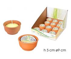 SET 4 PEZZI FIACCOLA 9 CM DIAMETRO CANDELA IN TERRACOTTA CITRONELLA ANTI ZANZARE NATURALE VASO IN TERRA COTTA LUCE SOFFUSA #A28015361760045