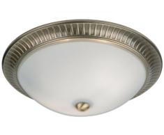 Endon Plafoniera 91123 con bordatura decorata in colore ottone antico, 2 luci da 40 W, montaggio a filo, misure: H 100 mm, D 320 mm, attacco ES