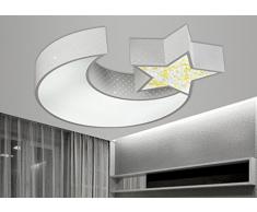 LYXG Lampada da soffitto Led luci ragazzi e ragazze Luna stelle creative camera da letto studio luce bambini arte luce di lampade in ferro (550mm*70mm), scatola bianca con luce bianca
