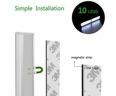 Luce Notturna Con Sensore di Movimento, Yokkao® Lampada di Emergenza con 10 LED Ricaricabile Portatile per Armadio Corridoio (Bianca Fredda)