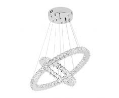 SAILUN 48W LED cristallo Design Lampada A Sospensione Due Anelli lampada a sospensione lampadario creativo lampadario da soffitto lampadario 48W Bianco freddo