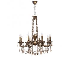 Lampada da soffitto in ottone classico tappeto candeliere cristallo 8-luci 8-bracci ø90cm E14 8 x 60 W 230 V