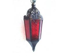 Carlo Milano Lampada a sospensione in stile marocco, in vetro e metallo, 36 cm