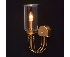 Lampada da parete notturna rustica elegante moderna di metallo colore miele ottone vetro trasparente plafoniera di vetro trasparente in stile minimalismo in soggiorno salotto o camera da letto 1*60W E14 - escl