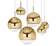 lampade a sospensione,Nordic moderna caffetteria Testa singola sfera dello specchio spazio sfera di elettroplaccatura lampadario in vetro decorazione,Golden 20cm