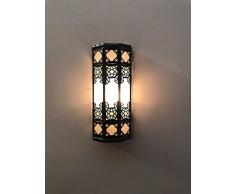Applique da parete lampada lanterna Alluminio e vetro marocchina artigianale MAROCCO ETNICO 1208