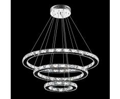SAILUN 72W Cristallo di lusso moderno ha condotto il pendente con uniche Tre anelli,Modern Home soffitto lampade, luce del pendente Lampadari Illuminazione lampada a sospensione Bianco caldo