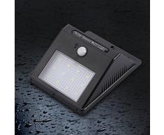 4 articoli - 12 LED Lampada Solare da Esterno Luci Solari per Giardino Impermeabile IP 65 Lampada da Parete con Sensore di Movimento Lampade di Emergenza ad Energia Solare per Casa - Nero