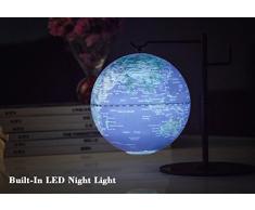 PROW® 5 pollici Sospensione Design Geografiche Educational globetrotter mappa mondo LED Notte lampada Globe Illuminato Globe mappamondi
