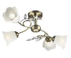 Plafoniera Ottone Vetro Illuminazione Lampada Salotto Luce Esto Romantica 997109-4