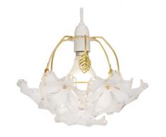 Oaks Lighting Abeba - Plafoniera con fiori in ottone lucido e perle in materiale acrilico